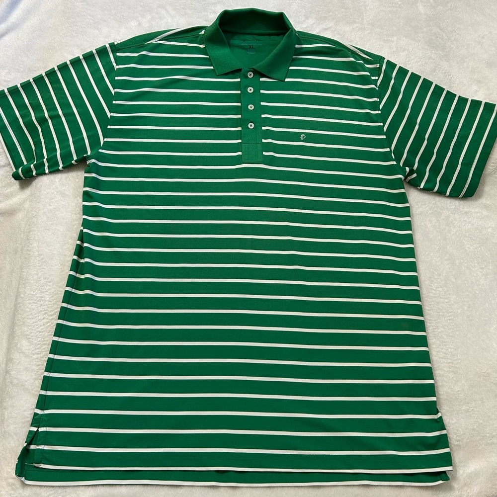 Fernando Pena Green Striped Polo Shirt